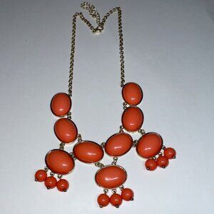 Vintage Huge Faux Coral Cascading Bib Statement Collars Necklace Goldtone 21.5"